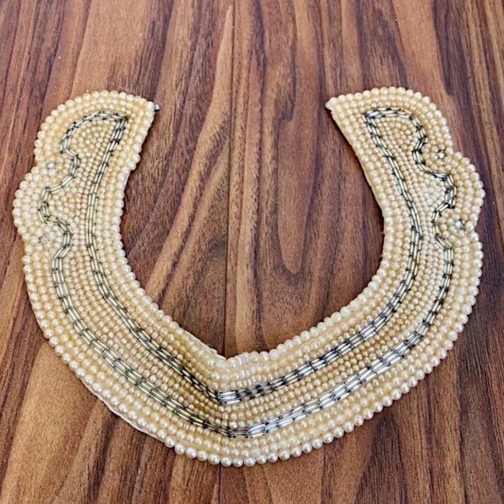 Vintage 1950's Beaded Pearl Collar Choker Necklace - Picture 8 of 8